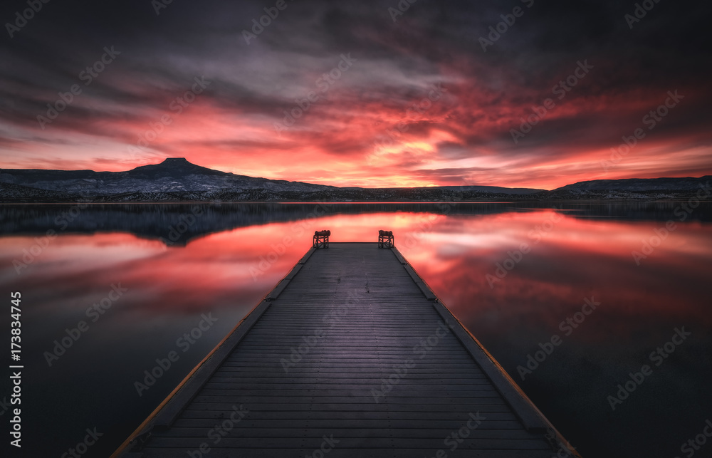  Lake and Dock at Sunset