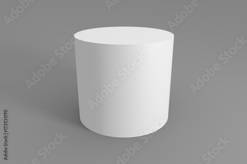 3d of white cylinder on a gray background