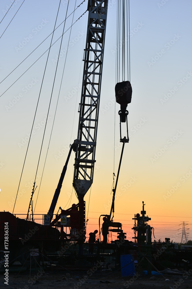Fototapeta premium field oil workers at work
