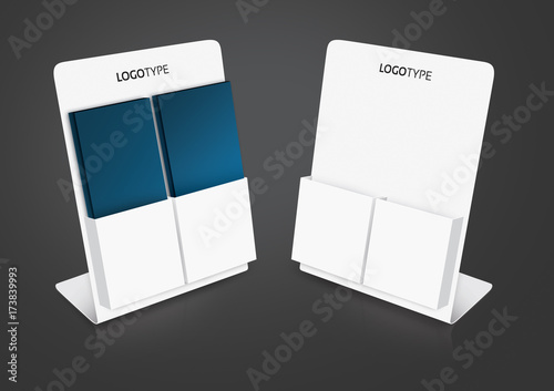 Schilderij op canvas 3d illustration of white plexiglas leaflet holder