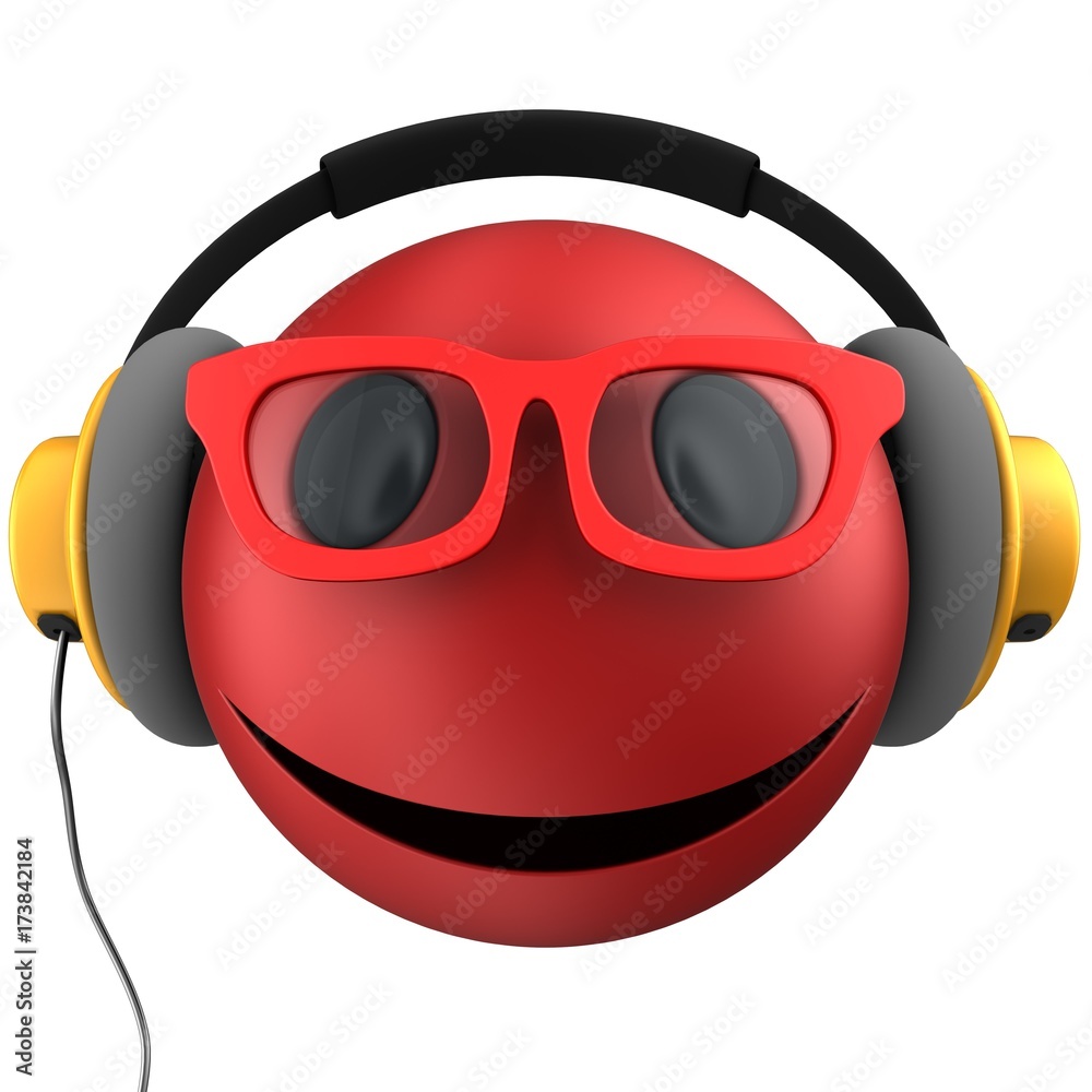 Naklejka premium 3d red emoticon smile