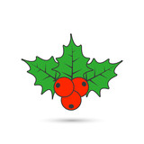 Christmas mistletoe flat icon. Vector color holly berry icon