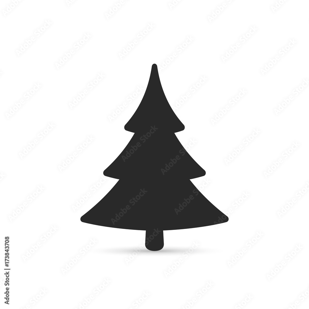 Fototapeta premium Fir tree icon, flat design. Spruce vector symbol