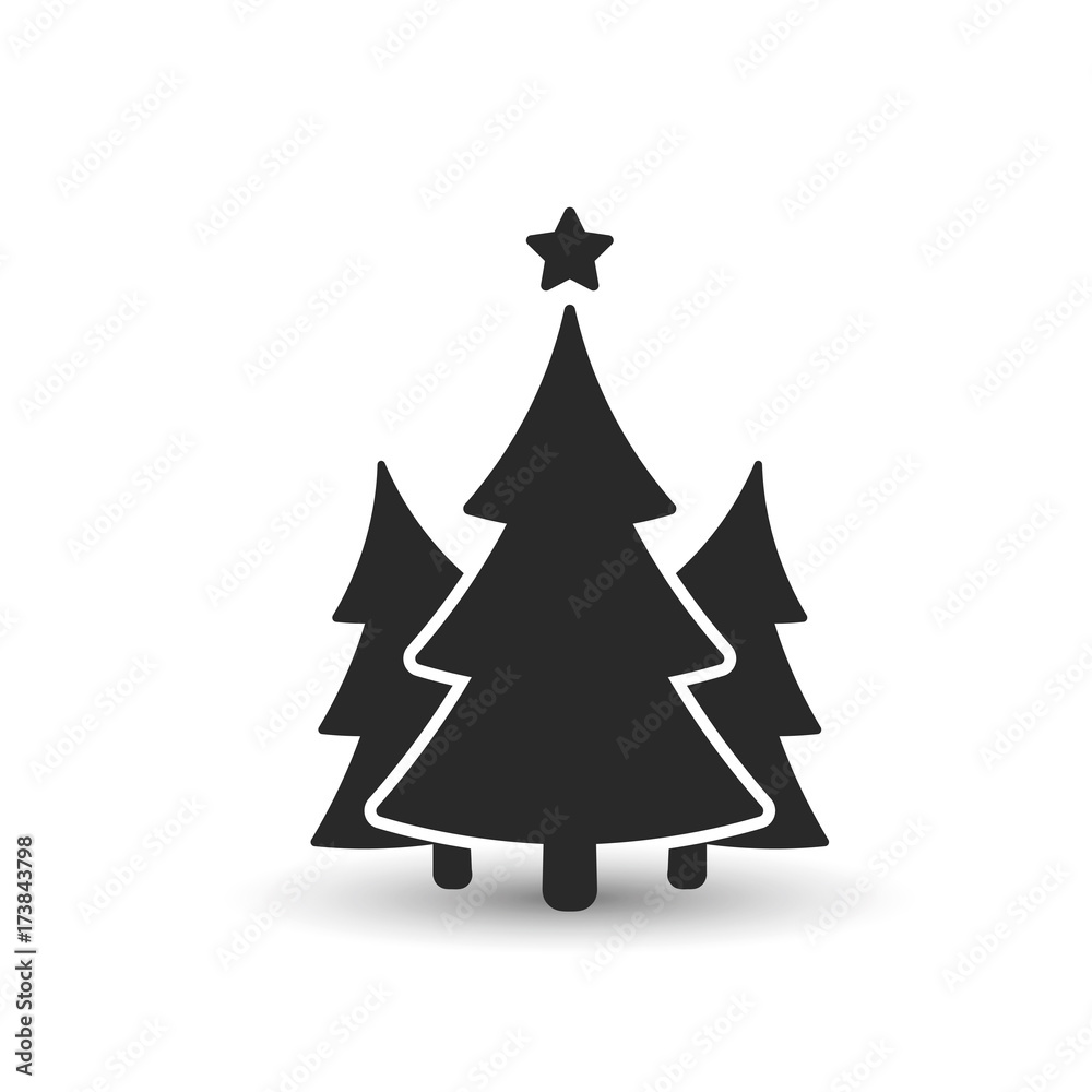 Fototapeta premium Fir tree icon. Three spruce vector illustration