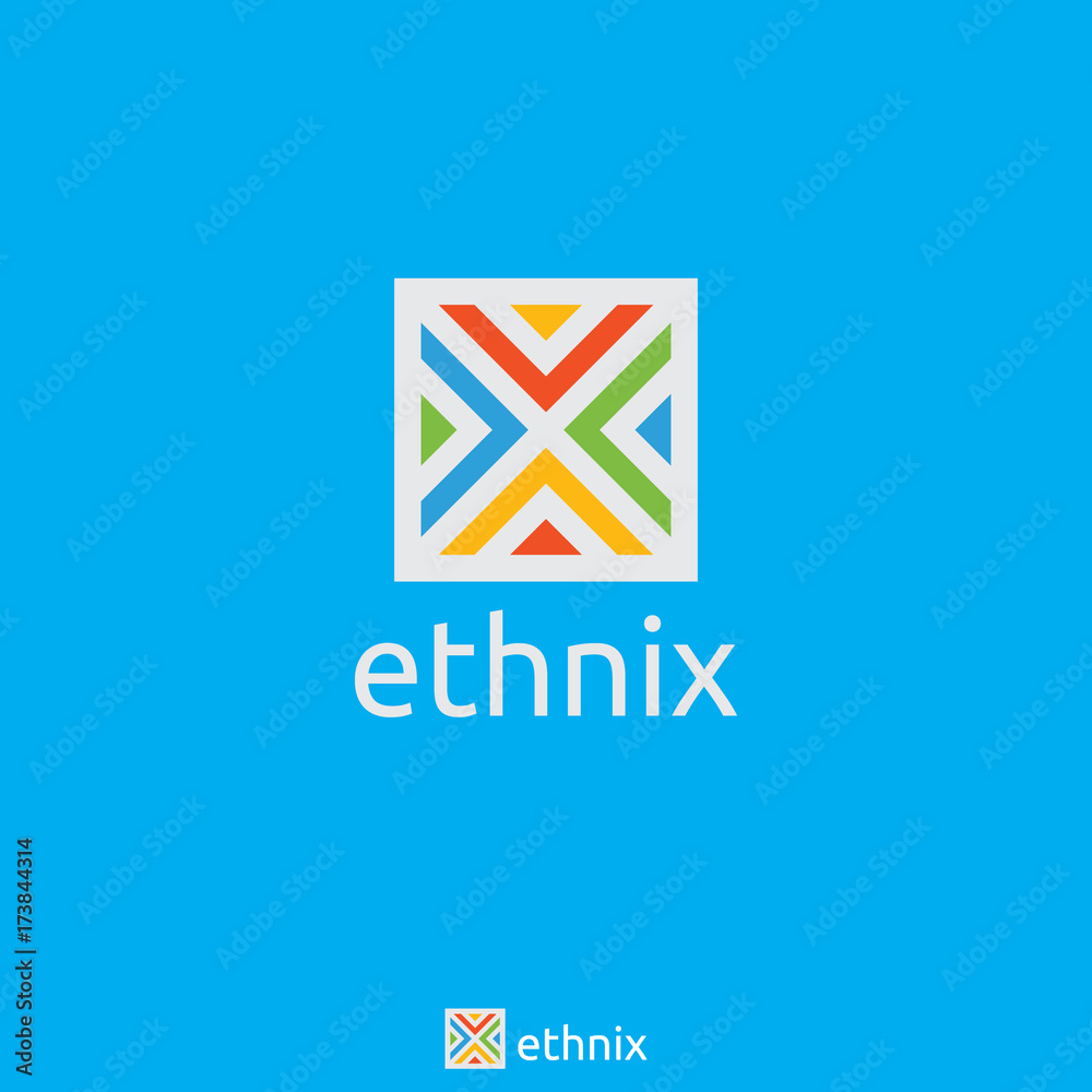 Fototapeta premium Letter X logo, Square shape, Colorful with white background. Hi-Tech and Ethnic Concept. Logo Template with flat style for software, apps, product, services brand.