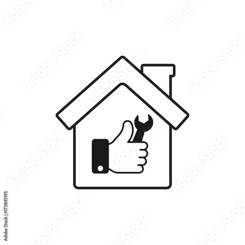 House repair icon. Vector isolated emblem or logo