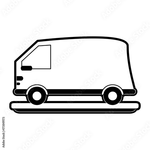 delivery van truck icon image vector illustration design black and white