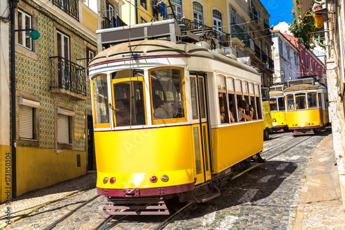 Vintage tram in Lisbon