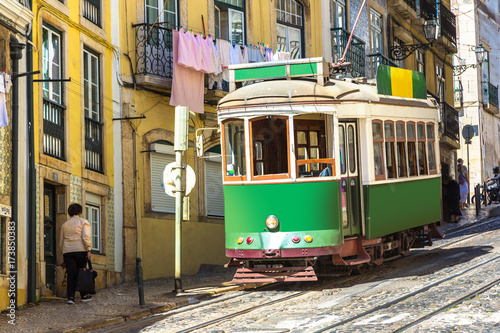 Vintage tram in Lisbon