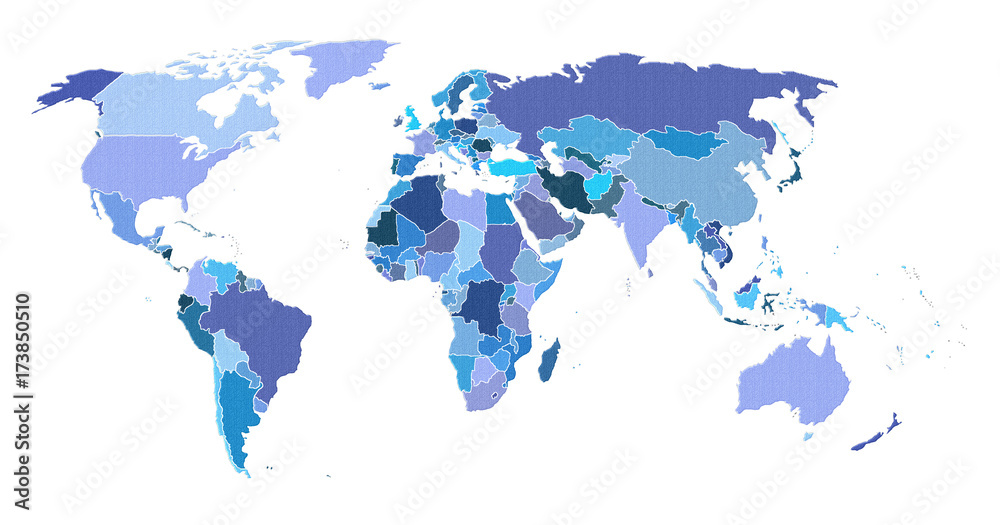 World map blue shade