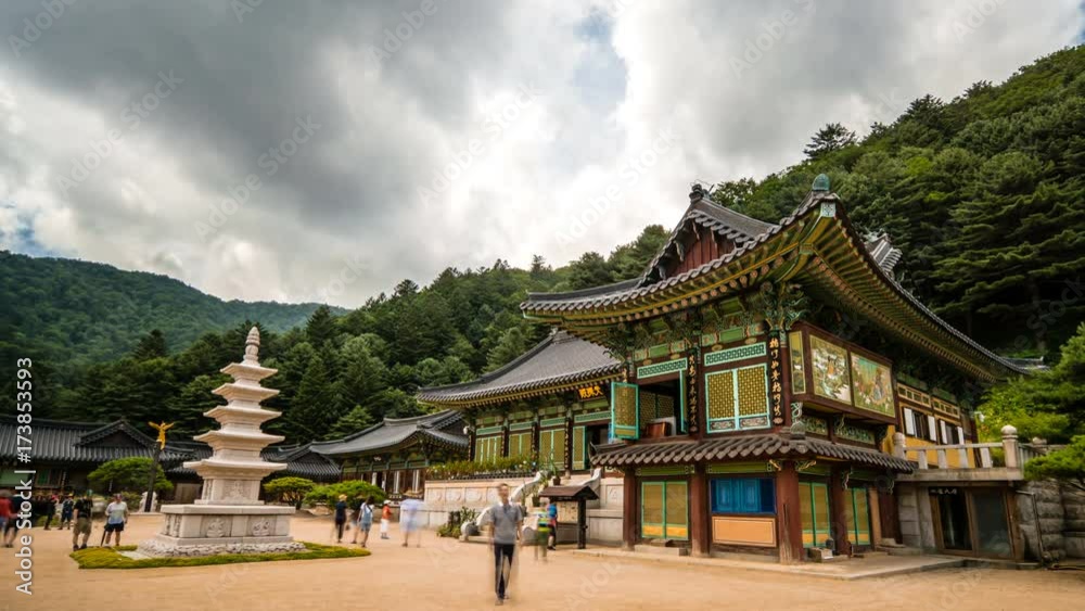 Gangwon-do Pyeongchang County Sangwonsa temple. Time lapse. Gangwon-do Pyeongchang County Sangwonsa temple. Time lapse.