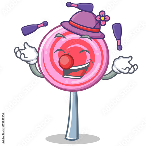 Juggling cute lollipop character cartoon