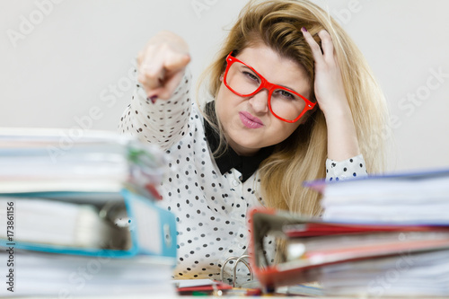 Energized business woman in office