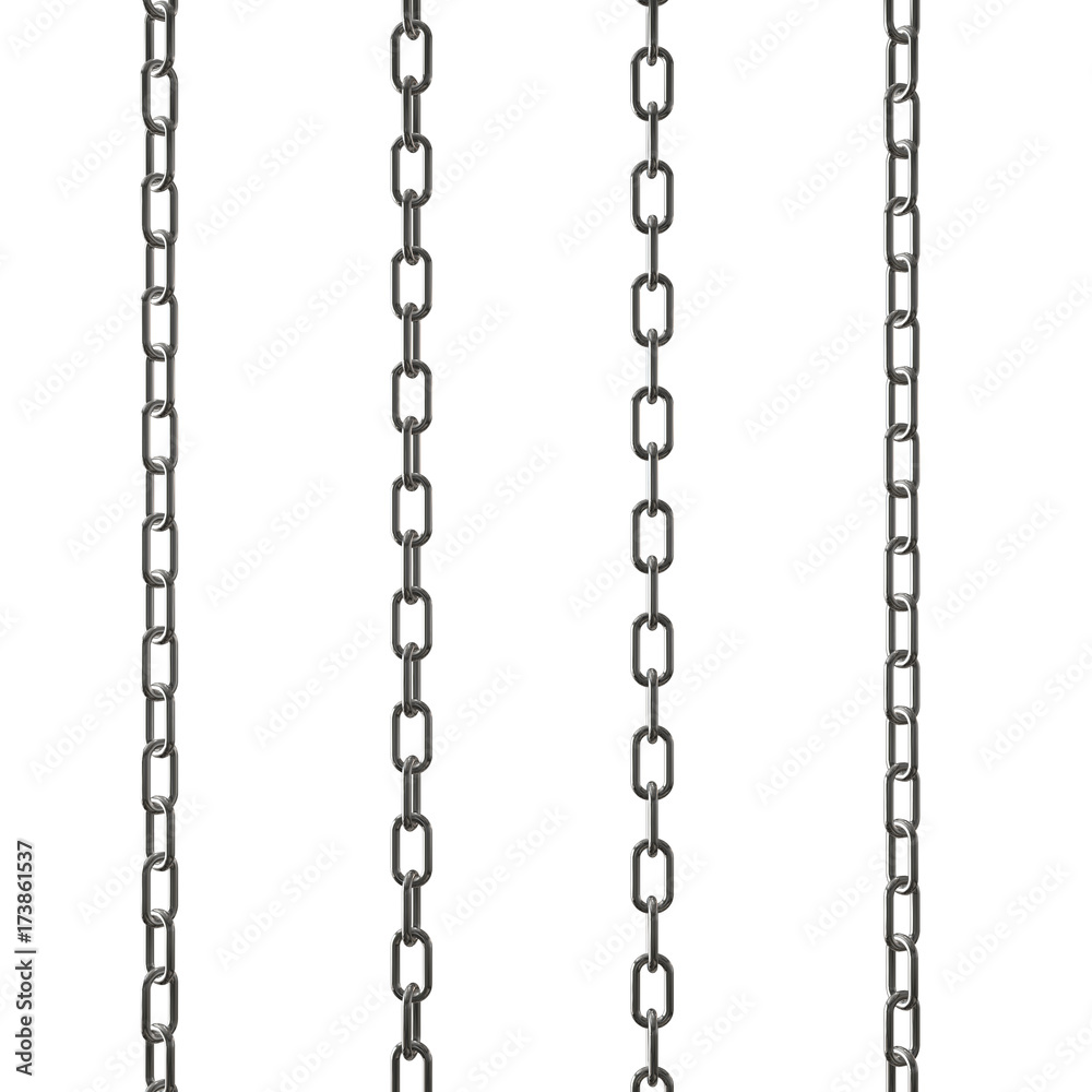 Metal Chain links. 3d render illustration isolated on white Metal Chain links. 3d render illustration isolated on white