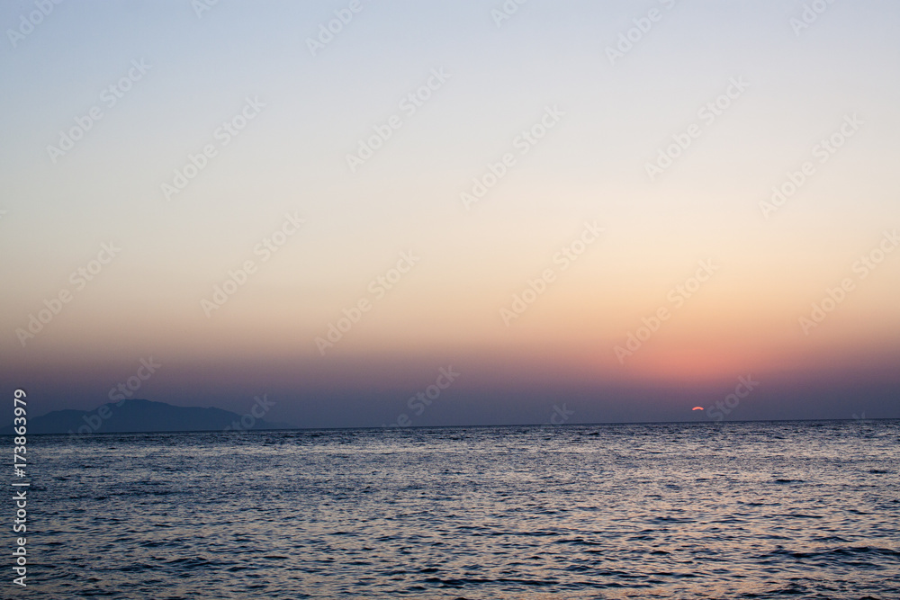 Sunrise on the sea with Island view