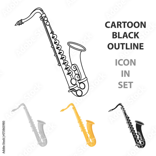 Saxophone icon in cartoon style isolated on white background. Musical  instruments symbol stock vector illustration Stock Vector | Adobe Stock