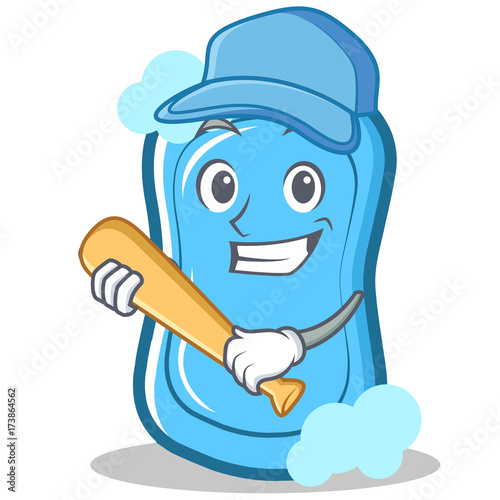 Playing baseball blue soap character cartoon