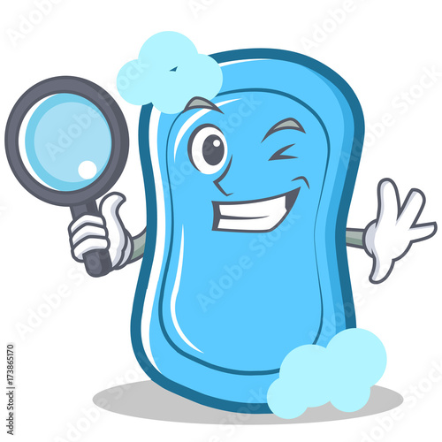 Detective blue soap character cartoon