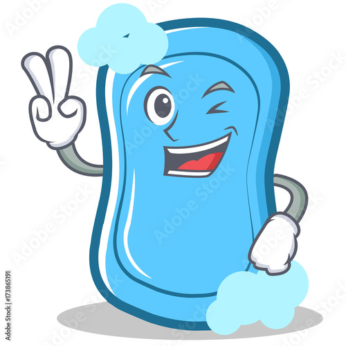 Two finger blue soap character cartoon