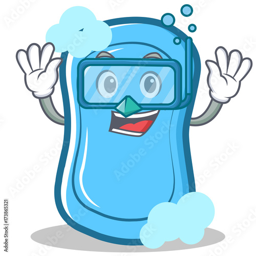 Diving blue soap character cartoon