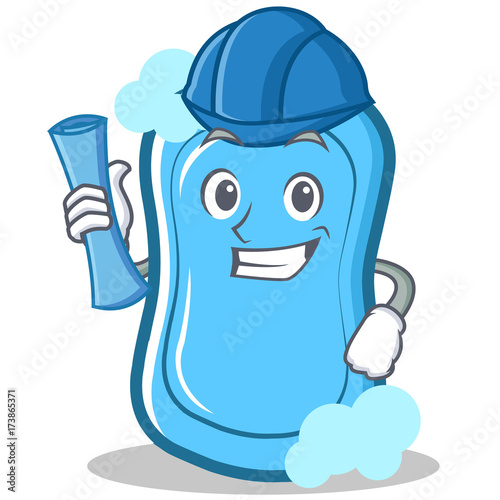 Architect blue soap character cartoon