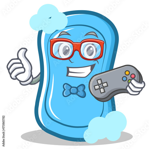 Gamer blue soap character cartoon