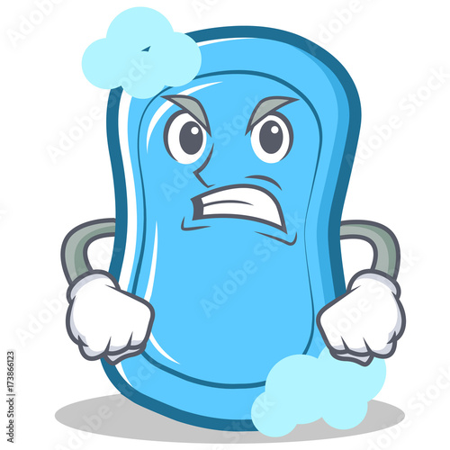 Angry blue soap character cartoon