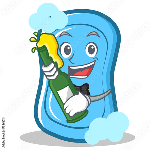 With beer blue soap character cartoon
