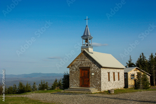 small church on top of a mount megantic with great scenery