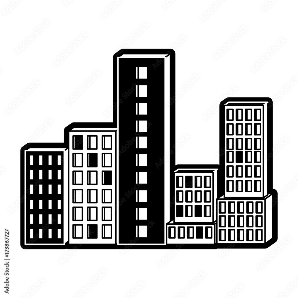 building set city black silhouette