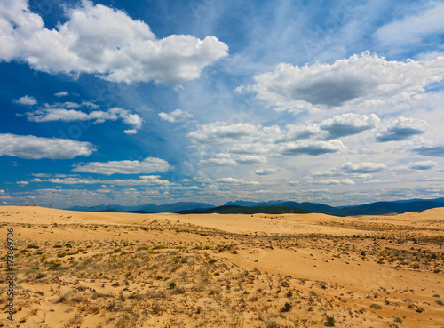 Chara sands and Mountains in Eastern Siberia 