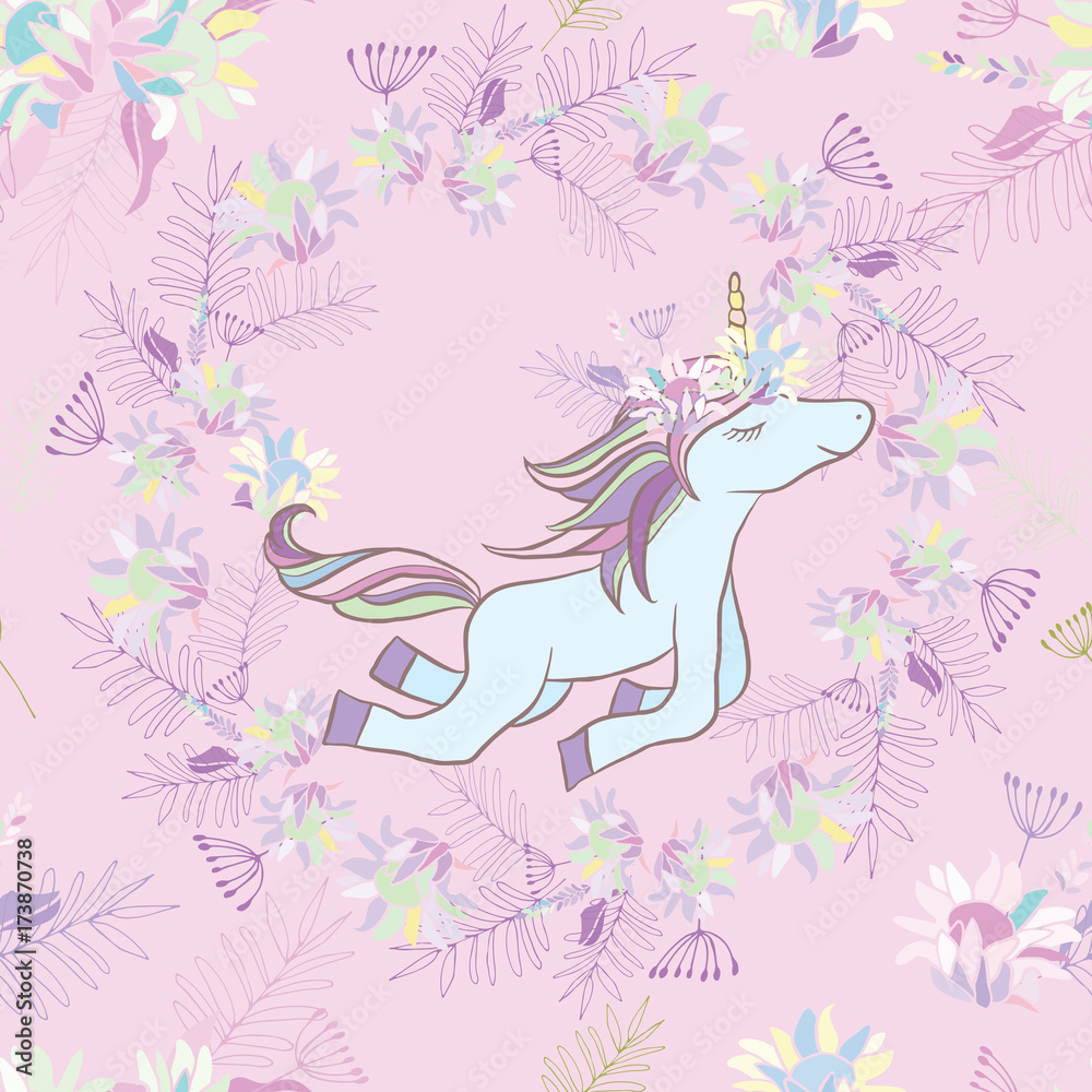 Obraz premium Retro style Illustration with flowers and animal