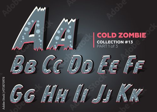 Halloween Vector Zombie Font. Raggy Alphabet in Horror Style.