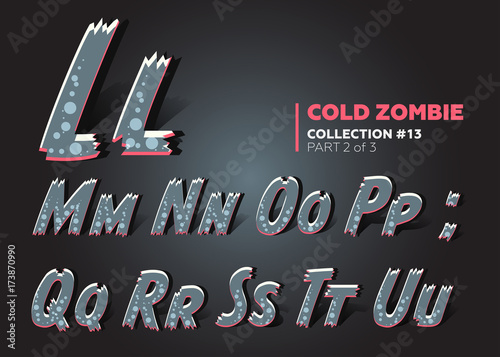 Halloween Vector Zombie Font. Raggy Alphabet in Horror Style.
