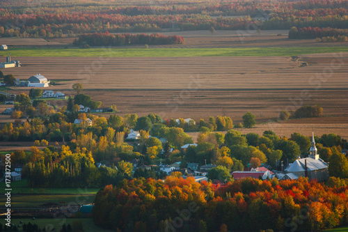 small town in quebec looking from the top of mount st-gregoire