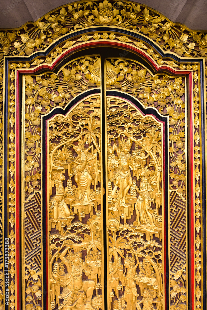 Balinese Carved House Interior, Golden door