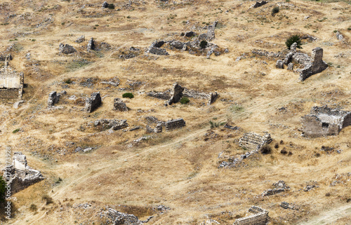 The remains of the walls of the buildings of ancient people in Uplistsikhe, Georgia.