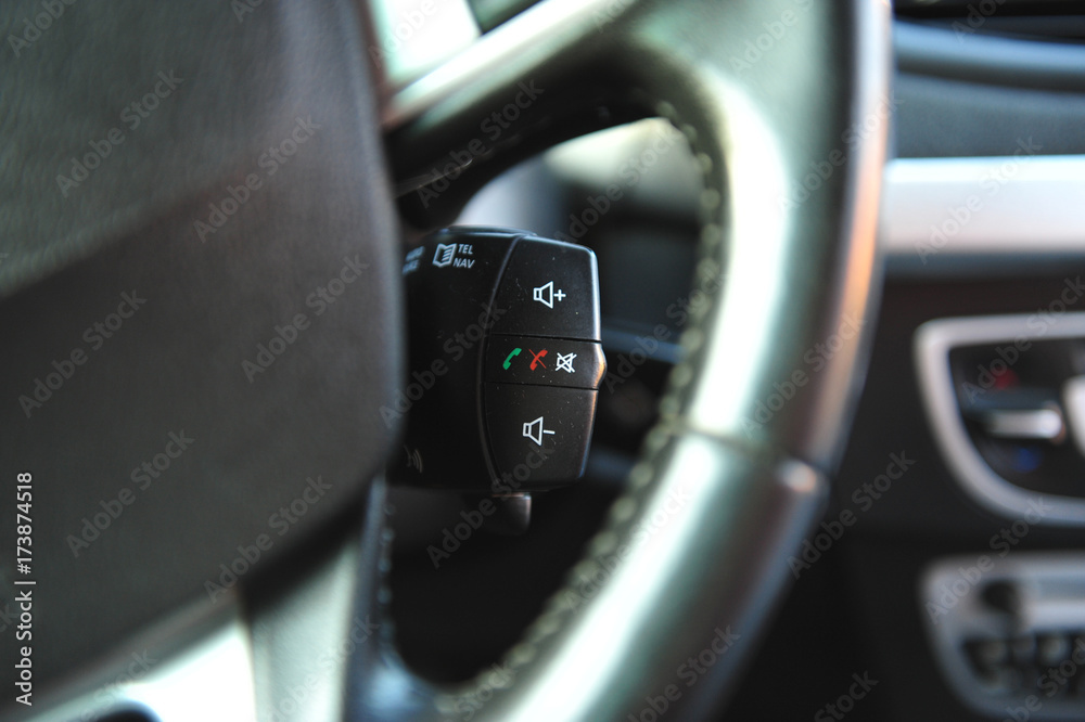 interior of a modern car. Black dashboard
