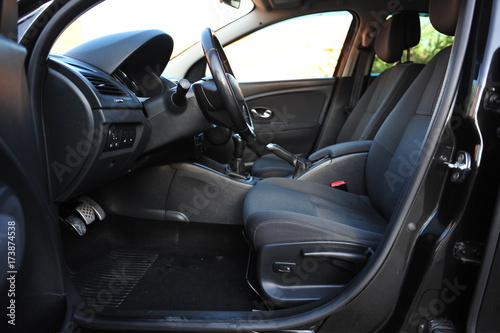 interior of a modern car. Black dashboard © ruslan_shramko