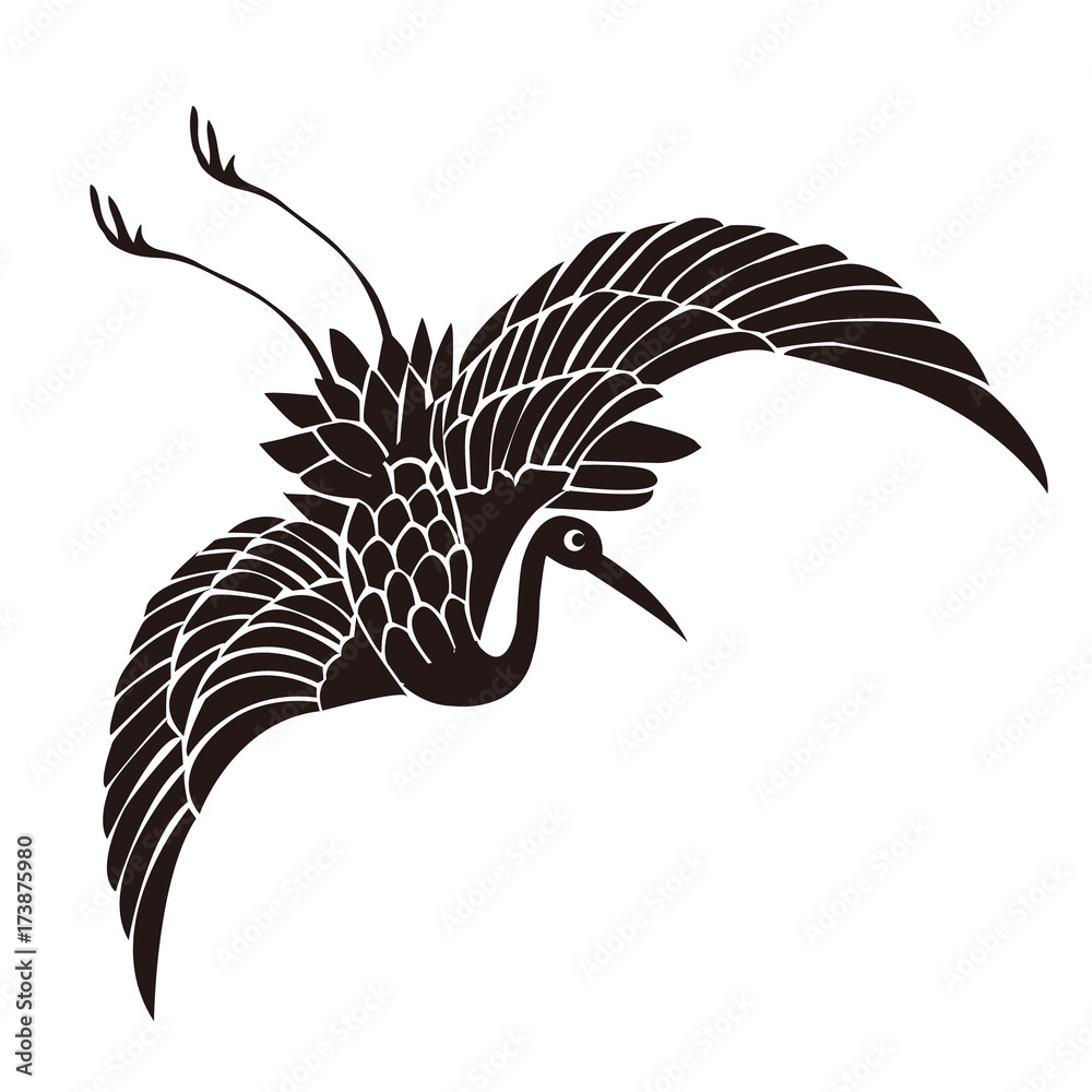 鶴 シルエット 年賀状 アイコン Stock Vector Adobe Stock