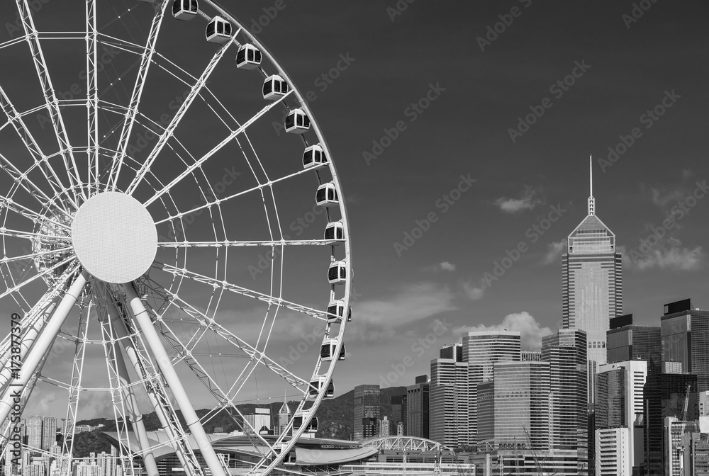 Skyline of Hong Kong city