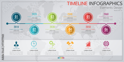 Infographic business timeline process chart template. Vector modern banner used for presentation and workflow layout diagram, web design. Abstract elements of graph options.