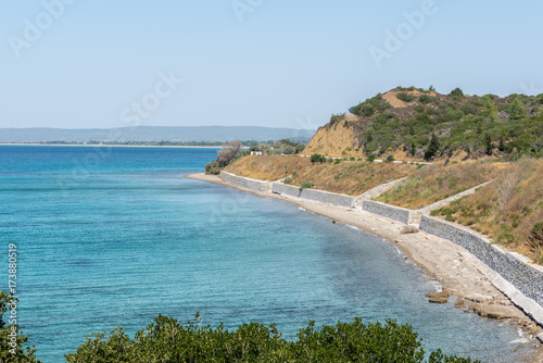 High Resolution panoramic view of ANZAC cove, site of World War I landing of the ANZACs on the Gallipoli peninsula in Canakkale Turkey photo