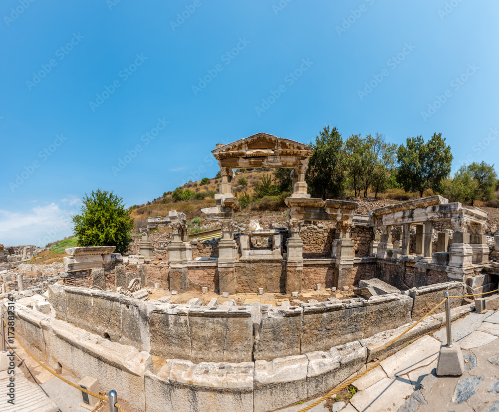 Fountain of Trajan at Ephesus historical ancient city, in Selcuk,Izmir,Turkey.
