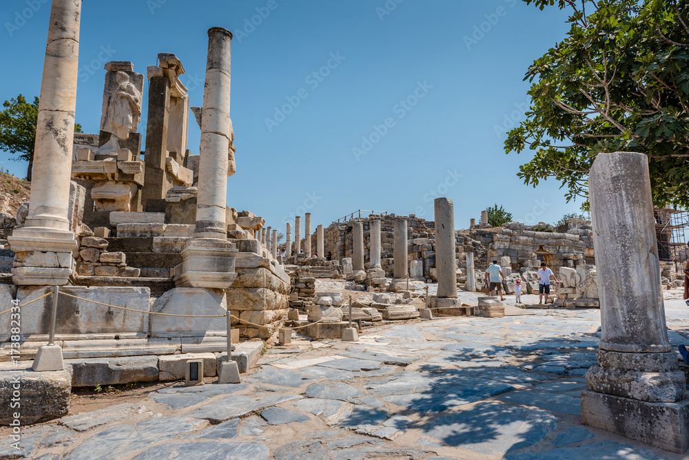 Memmius Monument at Ephesus historical ancient city, in Selcuk,Izmir,Turkey:20 August 2017