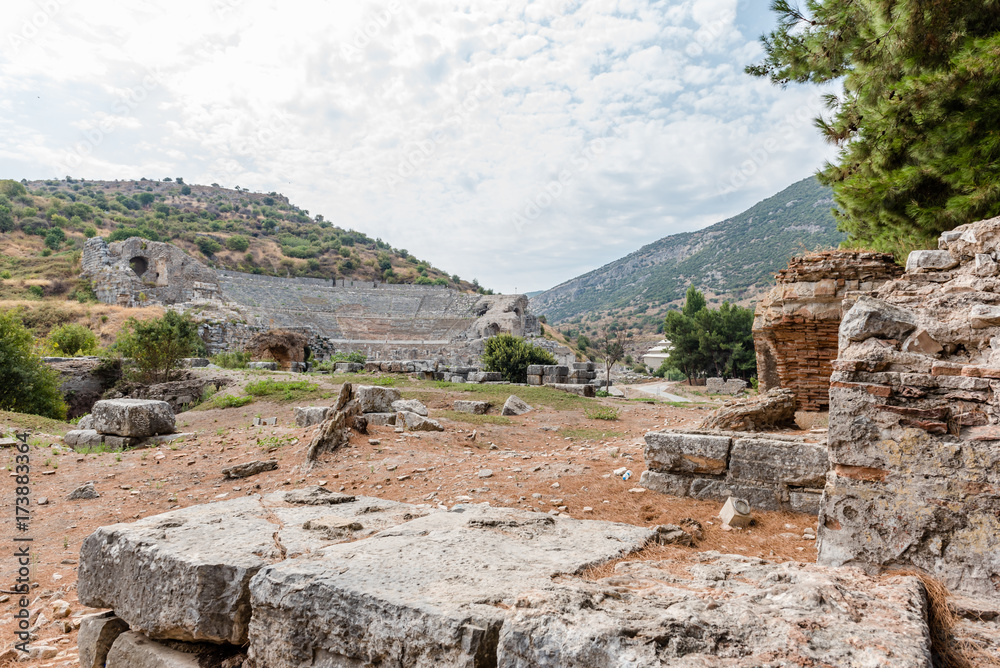 High Resolution panoramic view of  Ephesus historical ancient city, in Selcuk,Izmir,Turkey.