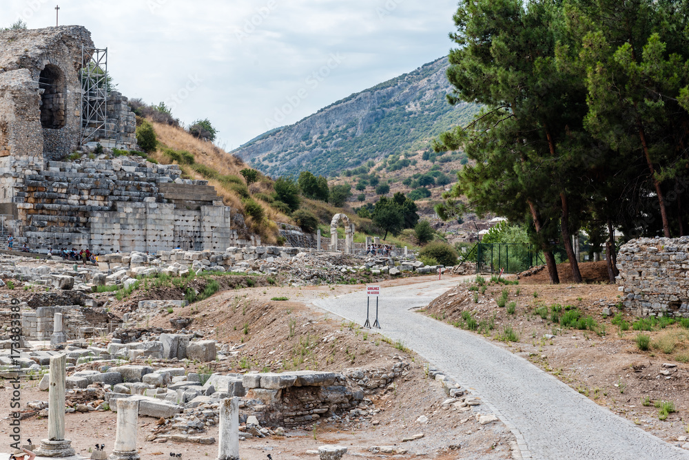 High Resolution panoramic view of  Ephesus historical ancient city, in Selcuk,Izmir,Turkey:20 August 2017