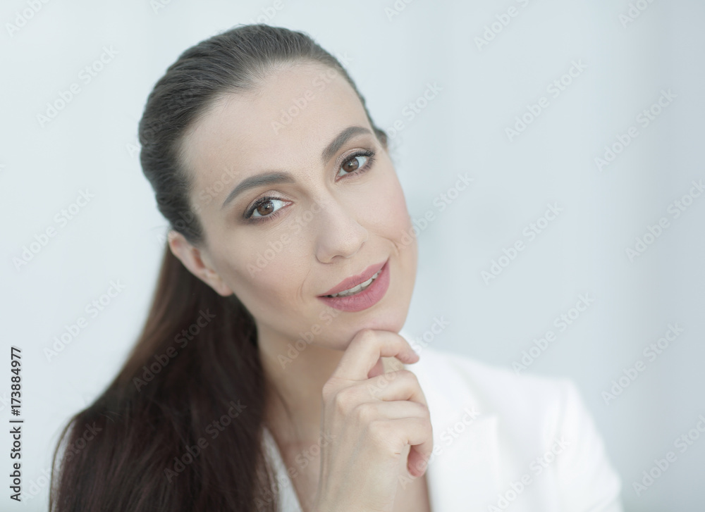 closeup portrait of a dreaming business woman closeup portrait of a dreaming business woman