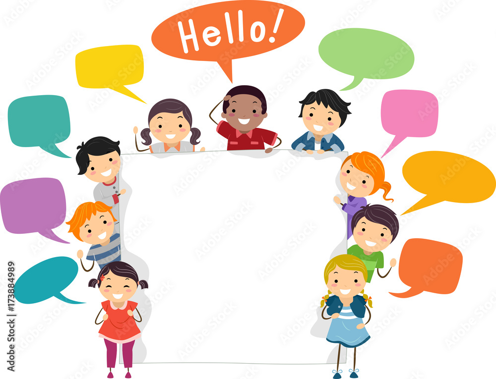Stickman Kids Language Board Illustration Stickman Kids Language Board Illustration