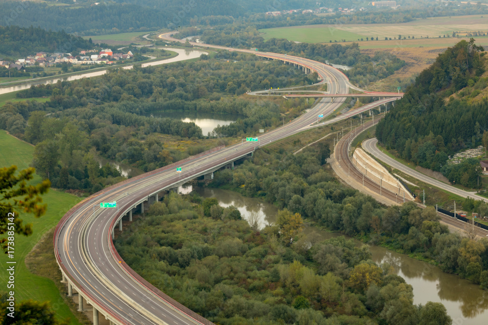 Fototapeta premium evening highway, district Povazie, Slovakia